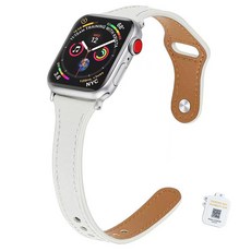 MOHARLAB Apple Watch超薄扣式皮錶帶+保護殼, 03白色, 41mm