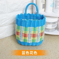 浴室編織澡籃 塑料編製購物籃 菜籃收納浴筐, 粉紅色 小掛籃（顔色隨機