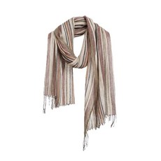 Jeelow 경량 여름 스카프 라이트 숄 랩 리넨 느낌 스카프 남성 및 여성용 귀리 코코아 스트라이프 라지