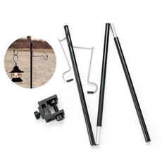 Joyeee 접이식 캠핑 랜턴 스탠드 테이블 야외 활동 89.9cm(35.4인치) 알루미늄 합금 램프 스탠드 폴 행거 블랙 보관 가방 포함 테이블 클램프, #01 말뚝 없음