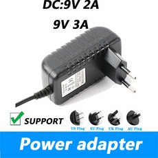 AC 100 240V 9V 2A 장치 공급 영국 플러그 AU 전원 3A 트레드밀 마사지 스위칭 5X2 어댑터 1MM, 2A급