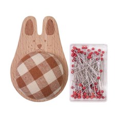 GHSHOP 100개 핀이 있는 핀쿠션 바느질 바늘 홀더 나무 받침대 바늘 베개 DIY 바느질 공예 액세서리 자수 퀼팅용, 나무면, 설정 b