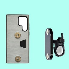 국산 배달대행 오토바이 멜빵형 자석 휴대폰거치대 크레이지 범퍼케이스 셋트 조끼 고리 탈부착 딱판 찍판, 실버_갤럭시 A35 A356