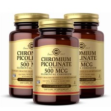 솔가 Solgar 크로뮴 피콜리네이트 500mcg 베지 캡슐, 3병, 60정