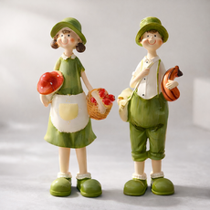레드체리 정원 인형 꾸미기 농부 조각상 커플 남겨 인테리어 소품, 커플 농부 인형