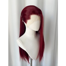 深紅 美人尖 古風 cos 假髮 長直發, 如圖所示, 1個