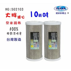 OCEAN 10英吋大胖奈米銀布活性炭濾心 AG-99T, 1個