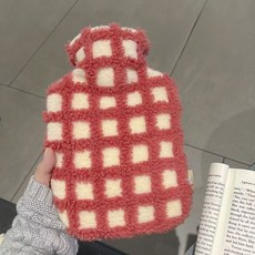 와플 체크 보온 찜질팩 물주머니, 레드