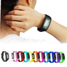 만보계팔찌 스마트 만보기 시계 실리콘 칼로리측정기, 블랙