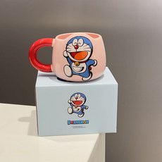 아소공방 도라에몽 캐릭터 도자기 머그컵, 딸기, 3세트
