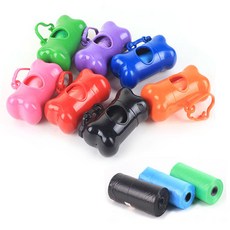 기저귀봉투 배변봉투 본품+리필 105매 케이스비닐봉투 여행용비닐봉투 산책봉투, 뼈다귀형2p+리필5p(랜덤색), 1개, 1개입