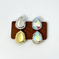 17-23mm물방울 비딩용 줄란 캡보석(10개), 백금도금, 1개, 크리스탈AB