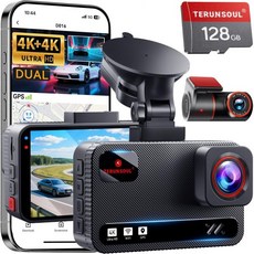 4K4K 대시캠 전면 및 후면 128GB 카드 무료 포함 5.8차량용 GHz WiFi 대시 카메라 내장 GPS G-센서 170° 광각 3인치 IPS 화면 최대 512GB 지원, Blackred