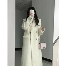 롱 모직 코트 모직 코트 가을 겨울 한국계 고급스러움 햅번룩 일본식 헨리룩