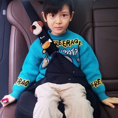 汽車兒童安全帶固定器防勒脖護肩套裝車用寶寶護肚神器限位器調節, 絨【絨雞腿掌門狗】, 1個