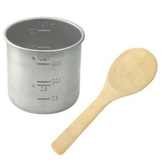 스테인리스 스틸 밥 계량컵 + 패들 스쿱 주걱 대나무 - 일본 전기 밥솥 교체품 (컵 1개 1개) 121406