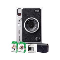 FUJIFILM instax mini EVO 迷你底片相機 (黑) 附40張底片、9H螢幕貼及副廠橫式皮套, 1套