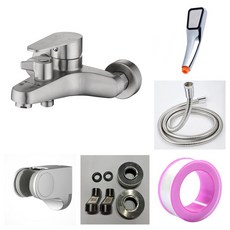 全銅主體沐浴龍頭 浴缸龍頭 浴室暗裝三聯 冷熱水龍頭 大流量淋浴水龍頭, 1個, B3003不銹鋼沐浴龍頭(新款扭轉造型)