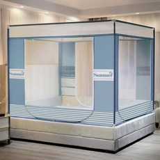 Royal Diamond方形蚊帳 寬型蚊帳 框架蚊帳 床用蚊帳 大型蚊帳 3門蚊帳 高級蚊帳, 夏架蚊帳【藍色】