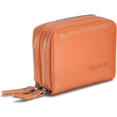 KALMORE 여성용 지퍼 가죽 지갑 오렌지