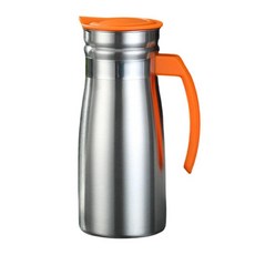 1.0L 스테인리스 스틸 진공 보온 커피/냉수 카라페/음료 디스펜서 (호텔 카페 캠핑용), 손잡이가 있는 오렌지색, 8.5cm x 22.5cm x 7.5cm
