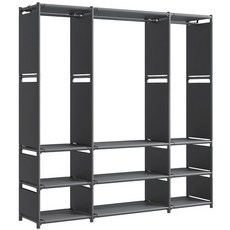 SSOK-DARM 쏙담 대용량 3단 철제 시스템 드레스룸 옷장 스탠드 선반 행거, 블랙