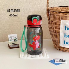 可愛兒童學生恐龍飲水壺 夏日便攜塑膠水杯, 400ml紅色, 1個