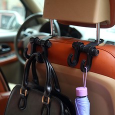 1+1 차량용 다용도후크 가방걸이 헤드레스트 뒷좌석 멀티 후크, 블랙, 2개