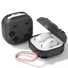 XDcase 갤럭시 버즈 FE 레트로 게임 콘솔 스타일 실리콘 이어버드 케이스, 1개, 검정색, 갤럭시 버즈 FE / 버즈2 프로