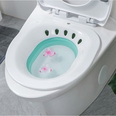 台灣現貨【折疊坐浴盆】孕婦用 月子盆 護理盆 馬桶坐浴盆 痔瘡泡盆 免蹲洗浴盆, 綠色, 1個