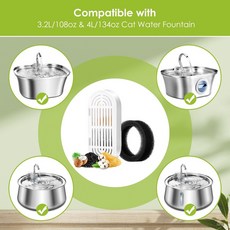 廠家直發跑道折疊濾芯適用熱銷304不銹鋼水滴和大眼睛寵物飲水機 JTIV, 3+3,中性牛皮盒包裝, 1個