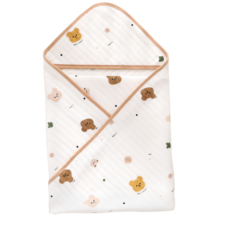 新生兒純棉紗布鋪棉連帽包