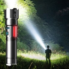 nicoliley 고휘도 초강력 led 손전등 충전식 서치라이트 줌라이트 손전등, 1개, 블랙