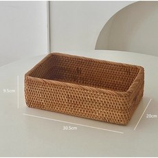 北歐簡約風手工藤編收納籃：多功能桌面收納盒 編織置物籃, 1個, 大號收納筐