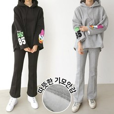 LE_EMMA 女款連帽拉絨長袖T恤+長褲套裝