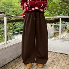 잇진 여성 기모 롱기장 투웨이 포켓 절개 벌룬 와이드 트레이닝 팬츠