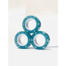 손가락 자석 반지 피젯 장난감 세트 성인 스피너 링 스트레스 해소 불안 완화 치료 3 개, [06] Fluorescent Blue, 1개