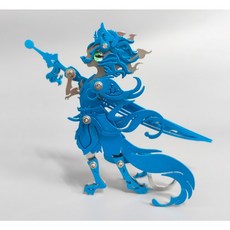 五喵將 魔客鋼魔獸 正版授權 3D金屬拼圖 拼裝模型 創意DIY 年節聖誕禮物, 1個, 喵將軍-藍色, 藍色