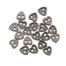 수제 미니 버튼 의류 DIY 가지 재료 버클 4 액세서리 바느질 금속 스타일 20 인형, 1개, Heart Bronze