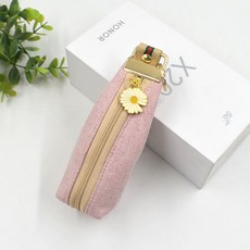 簡約布藝手拿鑰匙包 可愛拉鍊零錢包 日韓迷你小布包, 1個, 淺粉色