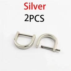 2/5PCS 금속 분리형 스크류 D 링 버클 걸쇠 가죽 공예 가방 스트랩 벨트 핸들 어깨 웨빙 10 38MM, Inner diameter 10mm, Silver 2PCS