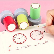 스탬프 시계 도장 원형 수업 공부 다꾸 문구 수학 메모 계획 일기 시간 학습 플래너