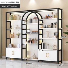 제품 진열장 네일 이발소 스킨케어 수납장 다층 캐비닛 보관 아트, AD. 200x30x200 검정색 프레임 캐비닛