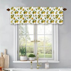 [ 1118422 ] 레몬 및 나무 잎 창문 트리트먼트 밸런스 옐로우 주방 커튼 암막 드레이프 토퍼 패널 로드 포켓 포함 욕실 침실 거실용 137.2 x 45.7cm(54 18