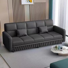 휠렉스 모던 주름 장식 패브릭 고급 소파베드 DG03, 블랙-200cm