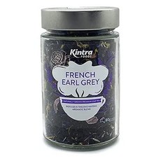 Kintra Foods 루즈 리프 프렌치 얼그레이 허브 티 병 80g | 얼 그레이 홍차 | 장미 및 수레 국화 꽃잎이 함유된 향기로운 꽃 주입 | 천연 아로마 홍차 첨가제