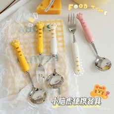 304不鏽鋼餐具組 - 湯匙/叉子/造型湯匙/貓咪餐具 - 廚房小物, 黃色大鵝,勺子 單支（無盒子）, 1個