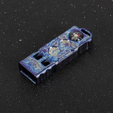 指南針口哨二閤一雙管戶外野外探險高音爆音鈦閤金哨子, 幻彩, 1個