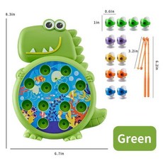 兒童磁性恐龍釣魚盤 益智親子互動釣魚玩具, 綠色釣魚【袋裝】, 1個