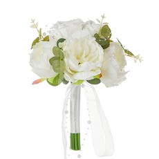 仿真捧花，婚紗攝影與結婚登記適用手捧花, 1個, 精美手捧花_白色 / 一束